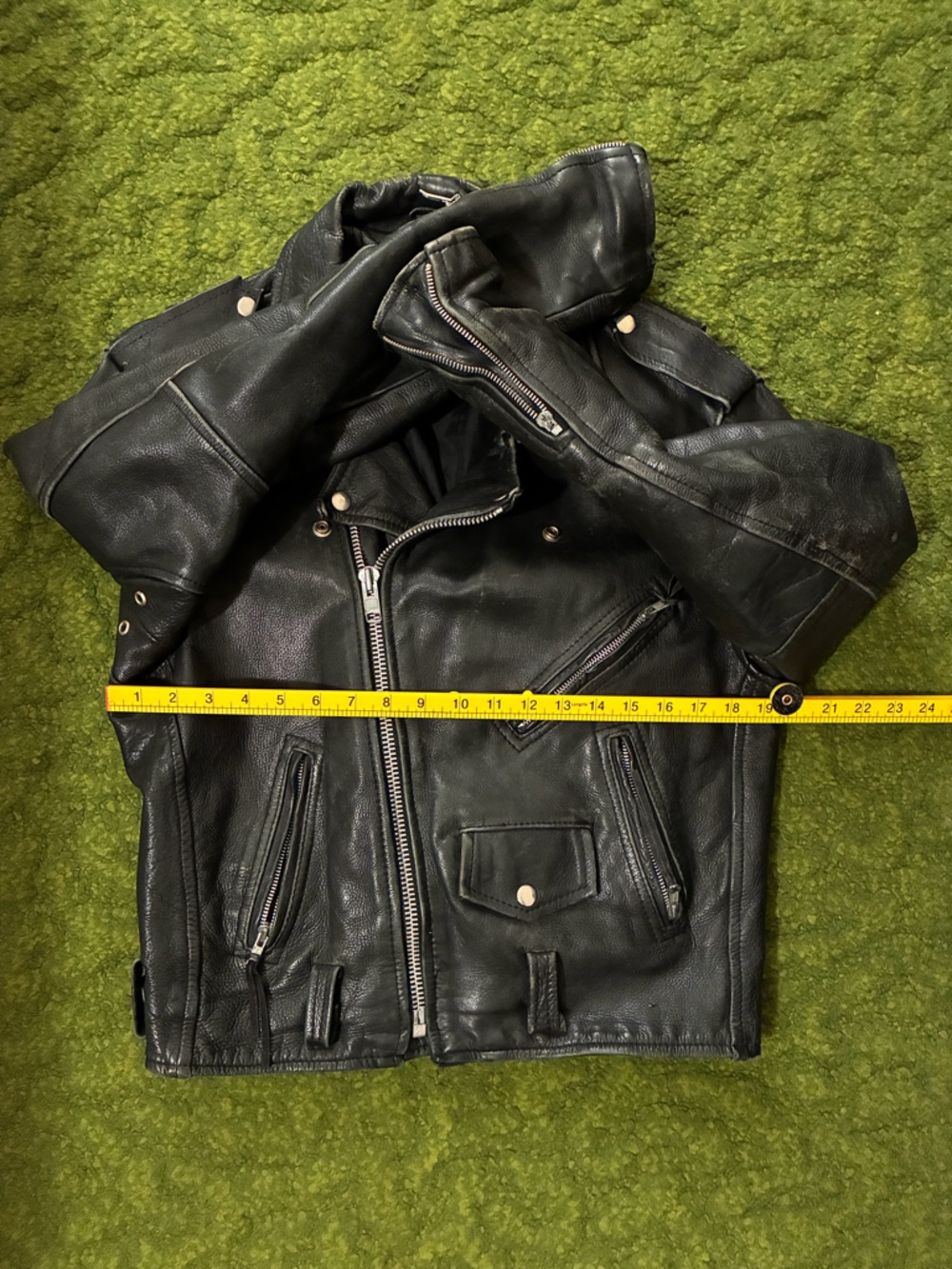 Vintage 1960s Black Leather Biker Jacket - Picture 8 of 16